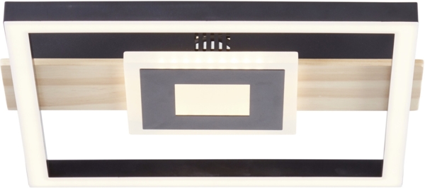 BRE-Light Baldo LED Deckenleuchte 30x28cm schwarz/holz Metall/Holz/Kunststoff 24 W LED integriert (2600lm, 3000K)