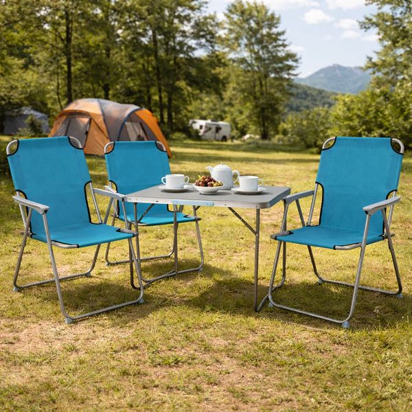 4-teiliges Campingmöbel Set Alu L80xB60xH68cm Petrol