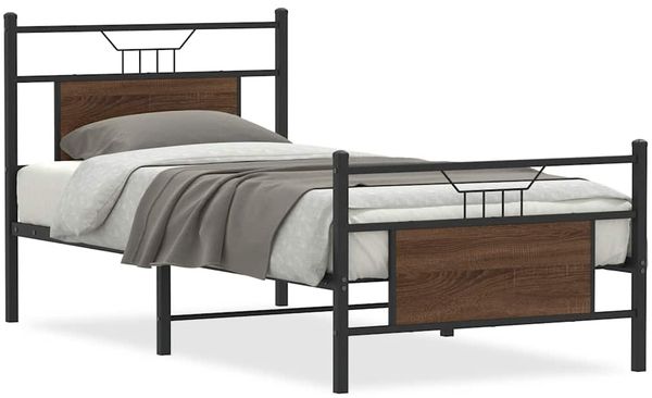 Einzelbettgestell Design für Erwachsene ohne Matratze Braun Eiche 75x190 cm Holzwerkstoff d4166e