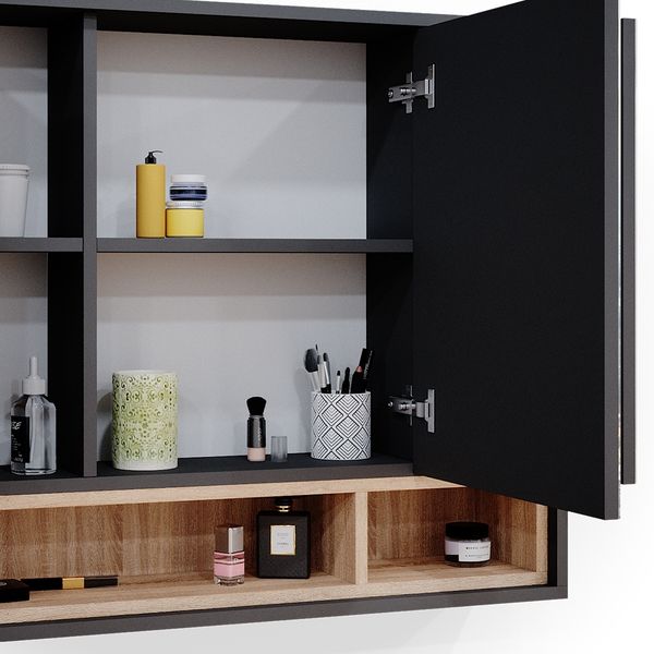 Badspiegelschrank Beatrice Anthrazit 80 x 72 cm Vicco Bild 6