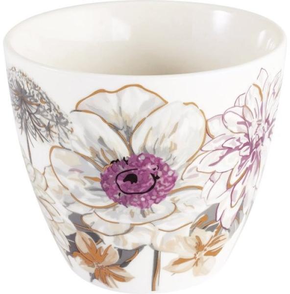 Greengate Latte Cup Estella White Blumen Tasse Steingut Weiß