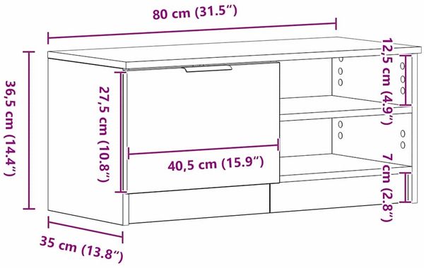 vidaXL TV-Schränk Schwarz Eichen-Optik 80 x 35 x 36,5 cm Holzwerkstoff 862745 Bild 9