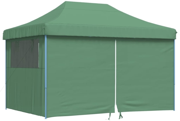 vidaXL Pop-Up Partyzelt, faltbar, Stahl / PE, Grün, mit 4 Seitenteilen, 315 x 410 x 279 cm