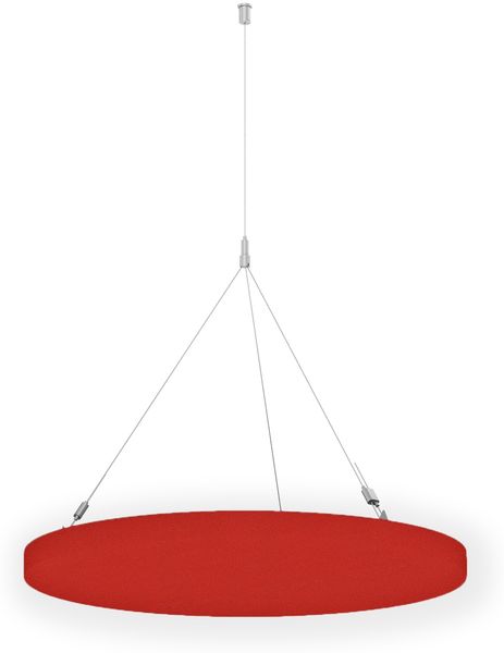 Rheinland Möbel FocusWall DAR05 – Runder Akustik-Deckenabsorber Ø 50 cm in Stofffarbe Lobster inkl. Chrom-Stahlseilen - Made in Germany - Klasse A, Stoffbezug, schwer entflammbar