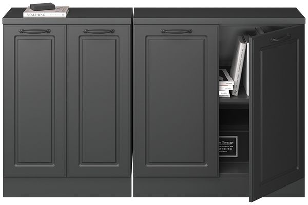 Küchenschrank für Dachschrägen R-Line Anthrazit Landhaus 140 cm 2er Set Schrankkorpuss 60 cm Tiefe Vicco Bild 5