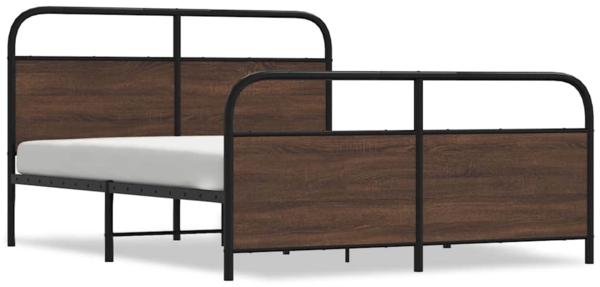 vidaXL Metallbett ohne Matratze Braun Eichen-Optik 160x200 cm 3318664