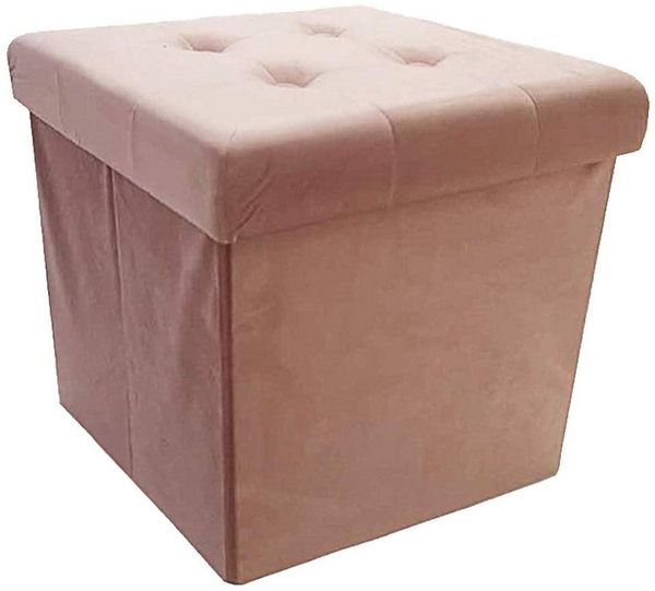style home Sitzhocker faltbare Sitzbank mit Stauraum, 38*38*38cm (Aufbewahrungsbox mit Deckel, gepolstert Sitzwürfel Fußhocker), für Wohnzimmer Schlafzimmer, Sitztruhe aus Samt, Pink