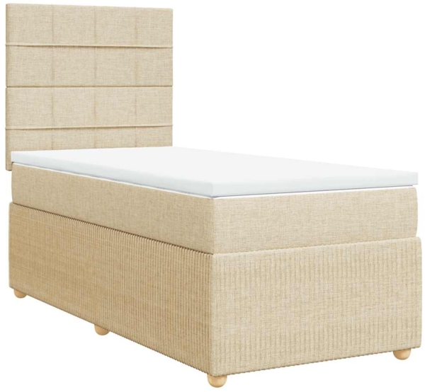 vidaXL Boxspringbett mit Matratze Creme 90x200 cm Stoff 3294244 Bild 2