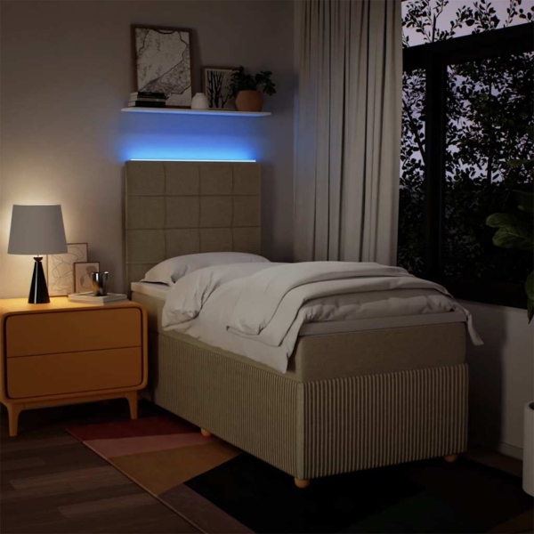 vidaXL Boxspringbett mit Matratze Creme 90x200 cm Stoff 3294244 Bild 3