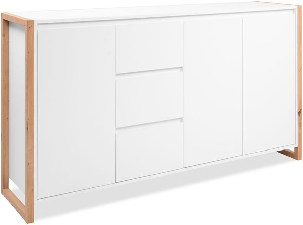 Sideboard >Denver< in weiß / Dekor Artisan Oak - 160x88x40cm (BxHxT)