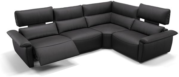 Sofanella Eckcouch Merida Ledersofa Ledercouch Verstellsofa in Schwarz
