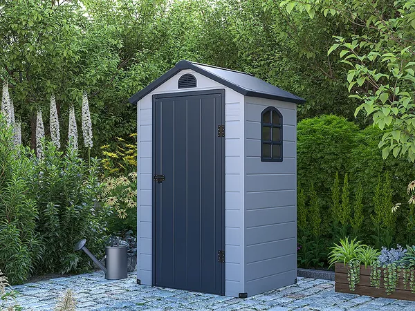 Vente-unique - CESIO Gartenhaus Harz GrauGrau - B 92 cm x H 168 cm x L 120 cm