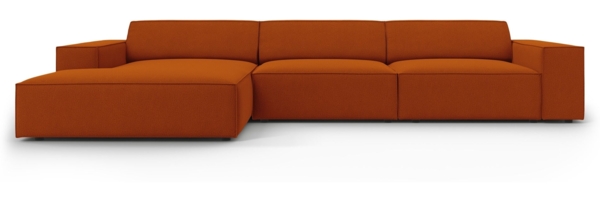 Micadoni Ecksofa Jodie 4-Sitzer Links Strukturierter Stoff Megan Terrakotta