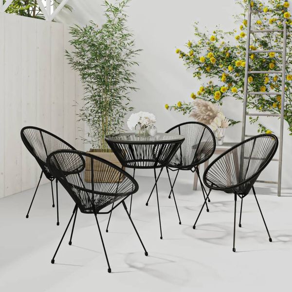 vidaXL 5-tlg. Garten-Essgruppe Schwarz 3085449