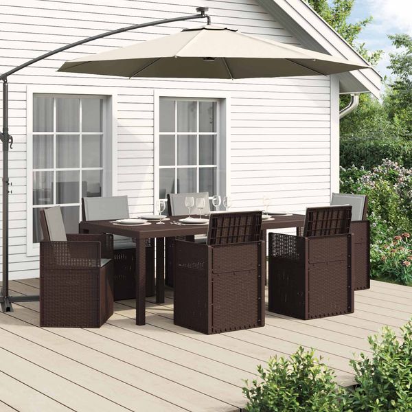 vidaXL Garten Essgruppe mit Kissen 7 pcs Braun und Hellgrau PP 3430078