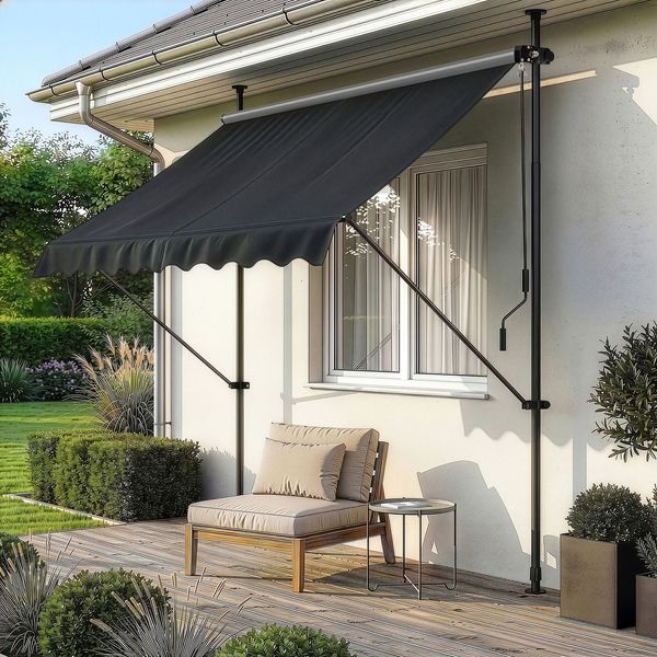 Klemmmarkise Stem 150x120x220-309 cm Schwarz [pro. tec]