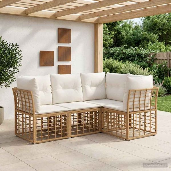 vidaXL Outdoor-Sofagarnitur Natur Polyester 3437464