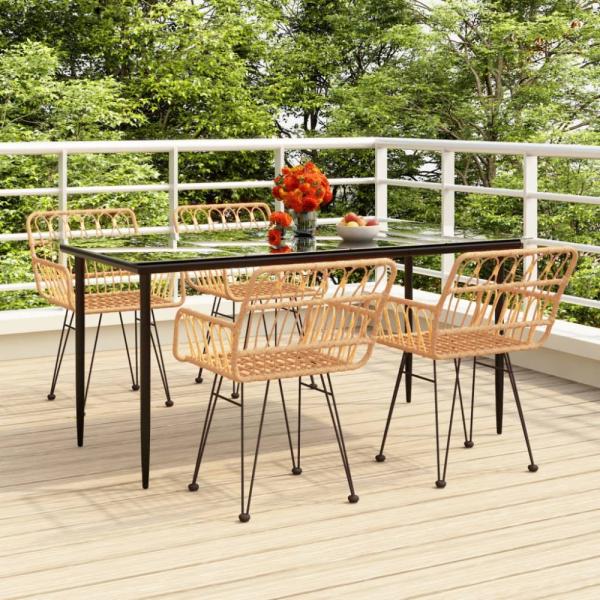 vidaXL 5-tlg. Garten-Essgruppe Poly Rattan 3157848