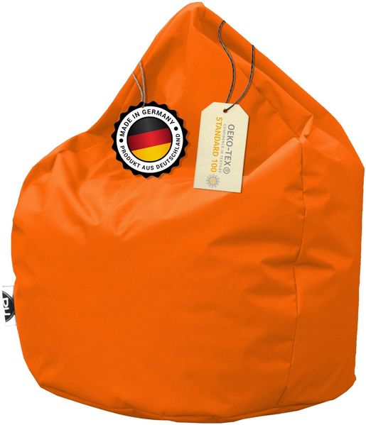 PATCH HOME Sitzsack Tropfenform – XL – Orange, bequemer Sitzsack aus Luxus-Polyester-Gewebe, bereits befüllt