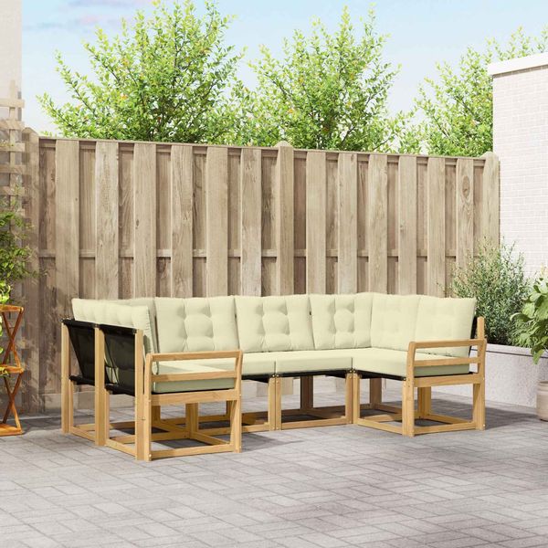 vidaXL Outdoor-Sofagarnitur mit Kissen 6 pcs Weiß und Creme 3389812