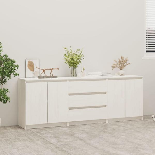 vidaXL Beistellschrank Weiß 180x36x65 cm Massivholz Kiefer 3094294