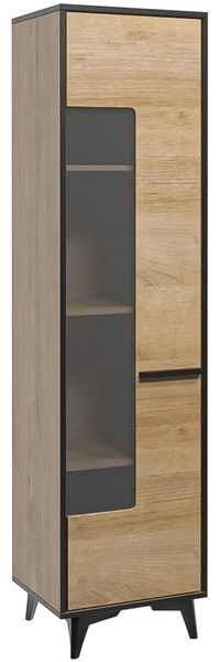 AX LIVING Moderner Vitrinenschrank Fabriani W1T Vitrine Eiche Riviera