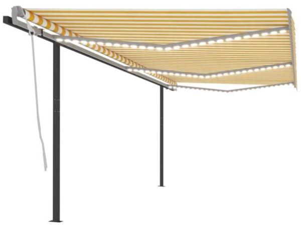 vidaXL Markise Manuell Einziehbar mit LED 6x3,5 m Gelb und Weiß 3070283