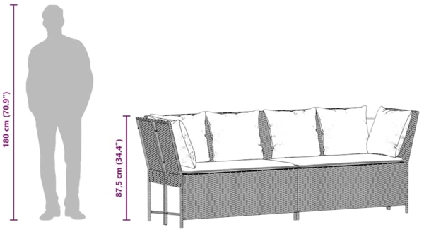 vidaXL Gartensofa mit Kissen Hellgrau Poly Rattan 4104127 Bild 9