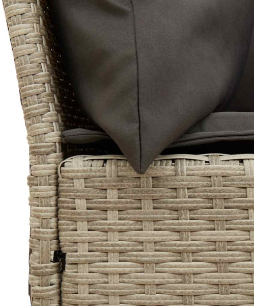 vidaXL Gartensofa mit Kissen Hellgrau Poly Rattan 4104127 Bild 6