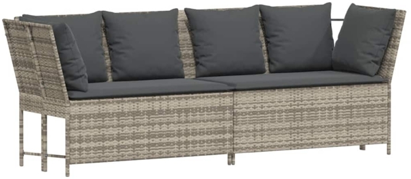 vidaXL Gartensofa mit Kissen Hellgrau Poly Rattan 4104127 Bild 1