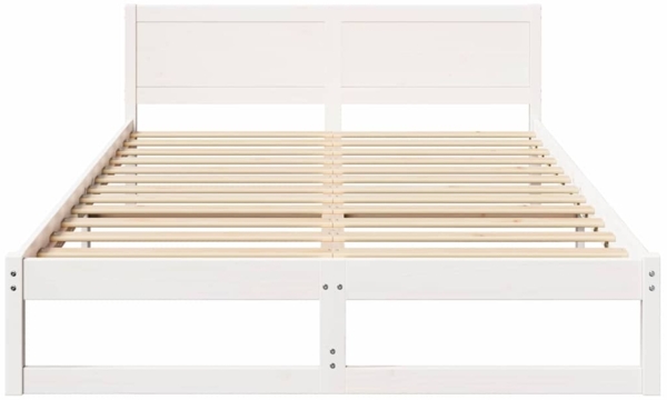 vidaXL Bettrahmen mit Kopfteil Weiß 140 x 200 cm Massives Kiefernholz 873272 Bild 4