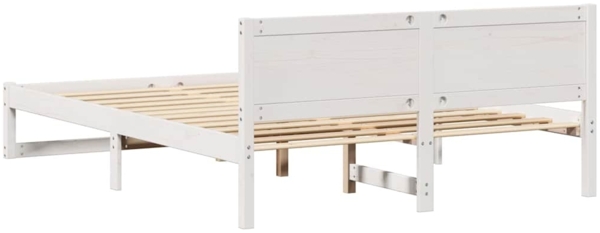 vidaXL Bettrahmen mit Kopfteil Weiß 140 x 200 cm Massives Kiefernholz 873272 Bild 6