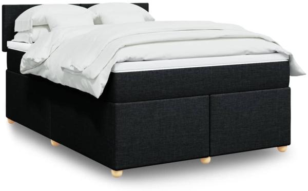 vidaXL Boxspringbett mit Matratze Schwarz 140x200 cm Stoff 3288998