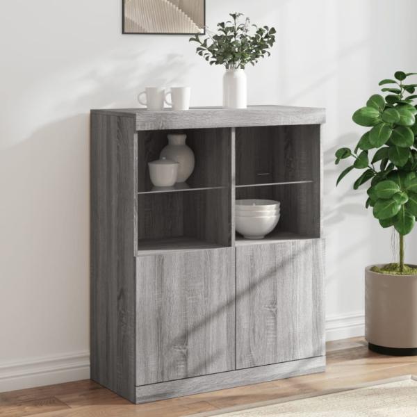 vidaXL Sideboard mit LED-Leuchten Grau Sonoma 81x37x100 cm 836677