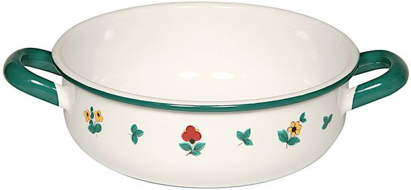 RIESS 0443-049 Bauernschüssel 14 cm, 0,85 L, Emaille, Country, Gmundner Streublumen / Müslischale