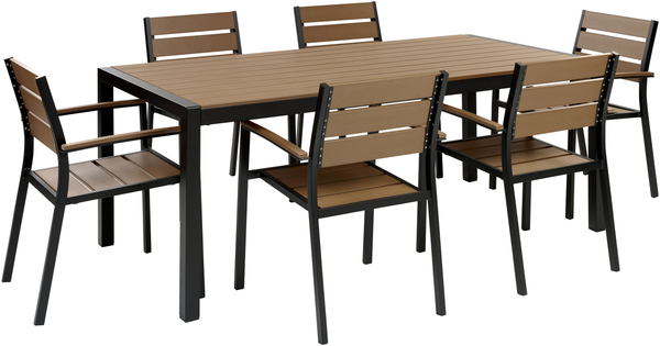Gartentisch Set VERNIO 180x90x76 cm Heller Holzfarbton-Schwarz