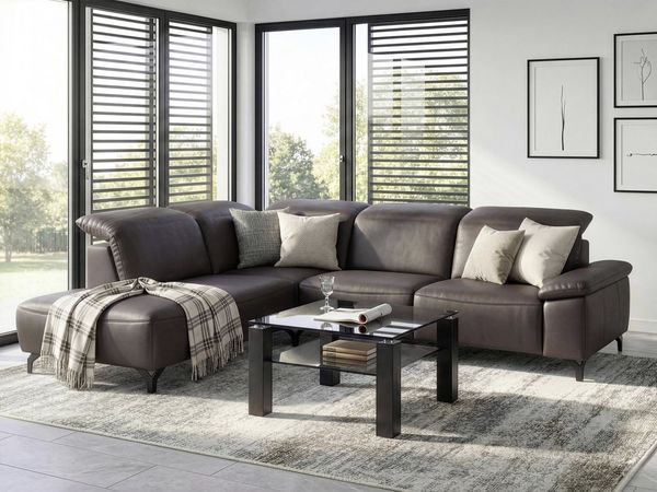Musterring Ecksofa MR370, 3 Teile, Edles Leder in 3 Farben, Sitzkomfort nach Wahl, Maße 288x241 cm