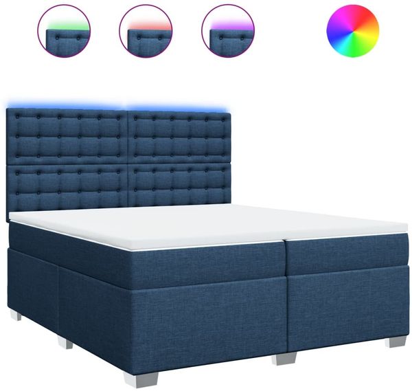 vidaXL Boxspringbett mit Matratze Blau 200x200 cm Stoff 3292915 Bild 2