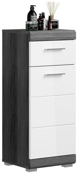 Lomadox Badkommode SIROCO-158, Badmöbel Badezimmer Kommode modern in weiß mit grau