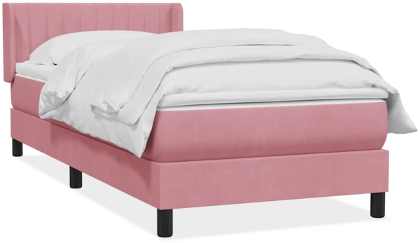 vidaXL Boxspringbett mit Matratze Rosa 80x220 cm Samt 3318308