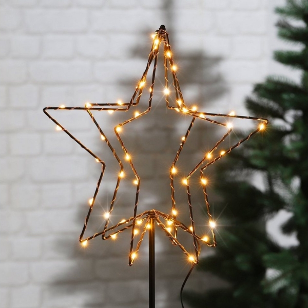 Mojawo Lichtervorhang LED 3D Weihnachtsstern Weihnachtsbeleuchtung Außen 52 LEDs Batterie Bild 5