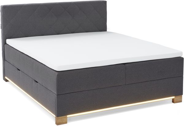 Messina Boxspringbett grau Stoffbezug Faro 213cm x 181cm x 119cm