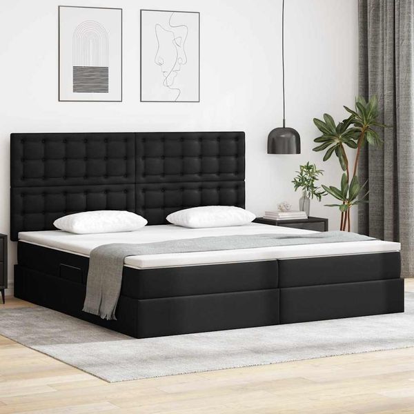 vidaXL Aufbewahrungsbett mit Matratze Schwarz 200 x 200 cm Kunstleder 3371681