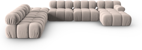 Micadoni Modulares Panorama Ecksofa Bellis 7-Sitzer Links Samt Bluvel Cappuccino