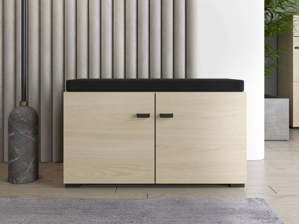 Home affaire Schuhbank Rathlin, Schuhschrank, Schuhregal, Schuhtruhe, Schuhkommode, Sitzbank, mit abnehmbarem Sitzkissen, zwei Türen (dahinter zwei Fächer)
