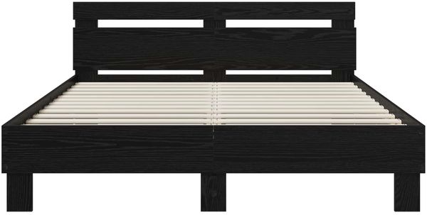 vidaXL Bettrahmen Schwarze Eiche 135 x 190 cm Holzwerkstoff 3446596 Bild 3
