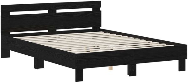 vidaXL Bettrahmen Schwarze Eiche 135 x 190 cm Holzwerkstoff 3446596 Bild 2