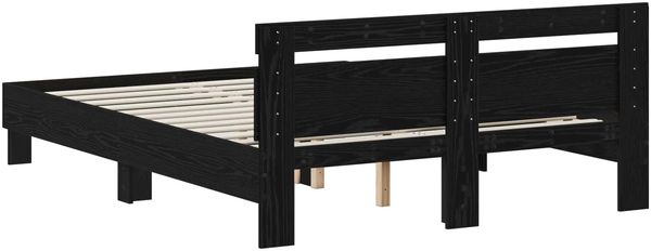 vidaXL Bettrahmen Schwarze Eiche 135 x 190 cm Holzwerkstoff 3446596 Bild 5