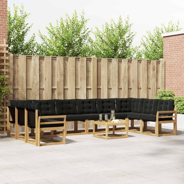 vidaXL Outdoor-Sofagarnitur mit Kissen 11 pcs Weiß und Schwarz 3389934