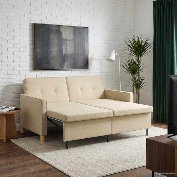 vidaXL Schlafsofa Ausziehbar Creme Stoff 42033345